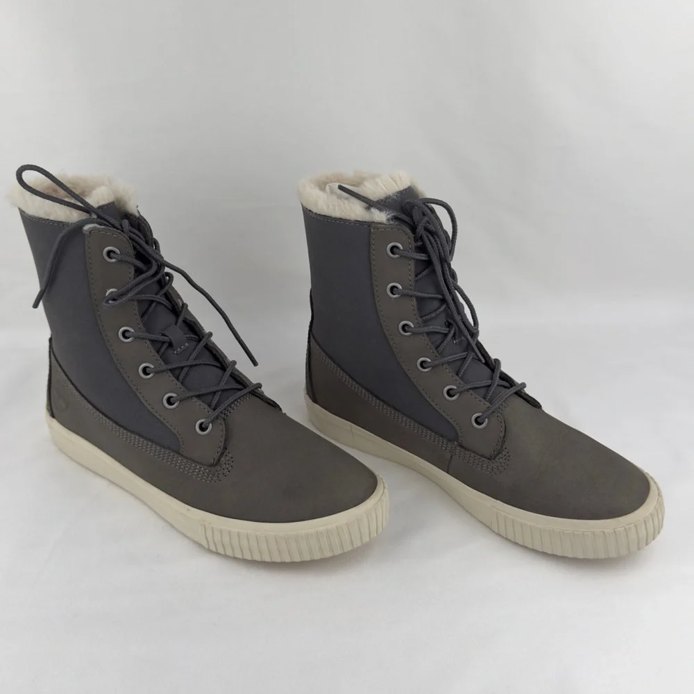 Timberland Womens Skyla Bay Fold-Down Fleece Boots Gray Sz 7